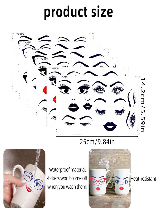NICENEEDED NICENEEEDED 12 PCS Facial Features Sticker, Make a Face Stickers for Crafts Lips Mouth Eyes Eyebrows Nose Flower Pots Decor, Funny Vinyl Faces Decals for Holiday Halloween Party Supplies DIY - Image 2